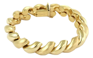 Mid 20th Century San Marco Italy 14k Yellow Gold Macaroni Link Bracelet