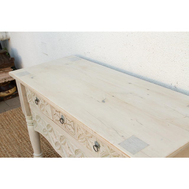 Reclaimed Wood Whitewash Carved Nahuala Console For Sale - Image 9 of 14