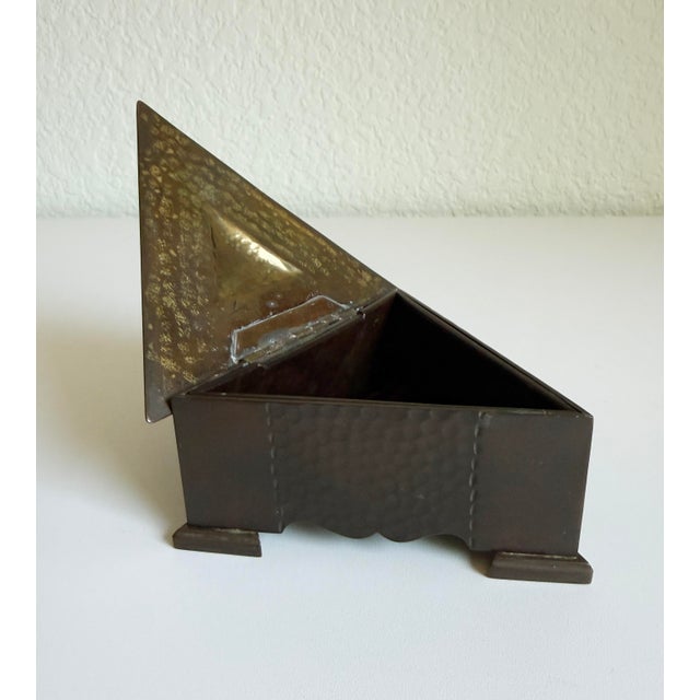Bronze Early 1900s Hammered Bronze Triangle Box For Sale - Image 8 of 9