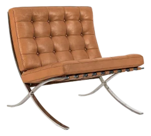 Mid Century Brown Leather Barcelona Chair by Mies Van Der Rohe for Knoll, 1983