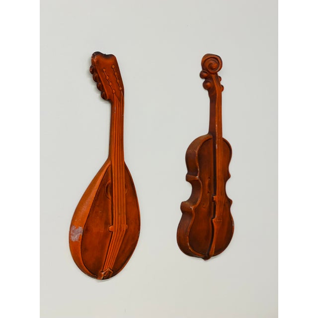 Mid-Century Modern Vintage Mid-Century Modern Royal Metal Musical Instrument Wall Art- a Pair For Sale - Image 3 of 8