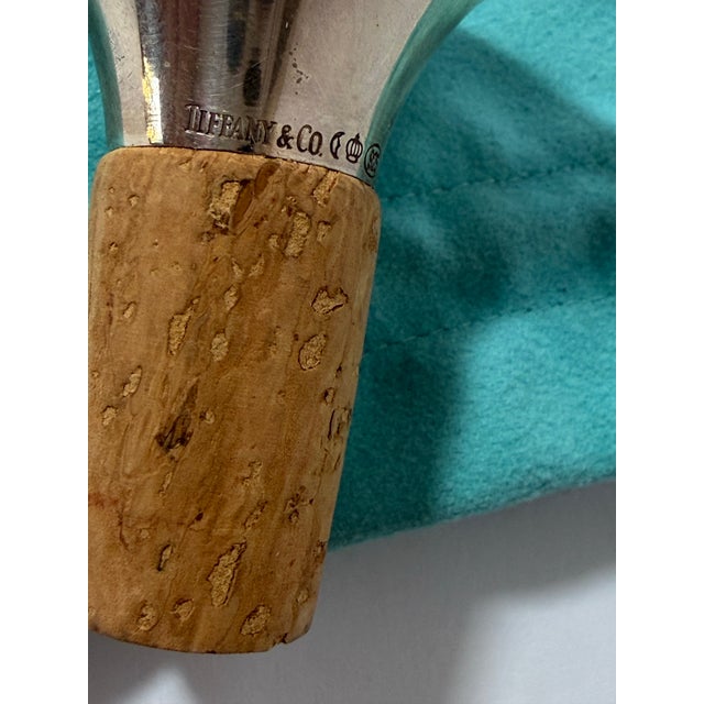 Wood Rare Vintage Tiffany & Co. Sterling Silver Grape Wine Bottle Stopper With Pouch Ex For Sale - Image 7 of 12