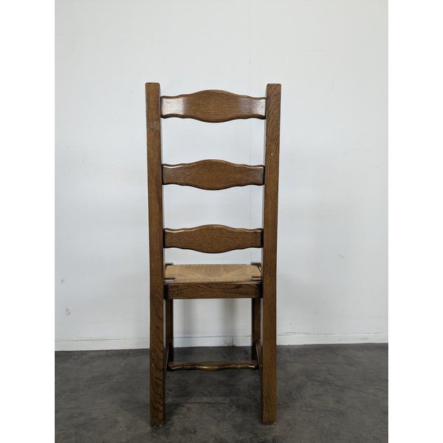 Wood Rustic Oak Straw-Seated Chairs, Set of 6 For Sale - Image 7 of 8