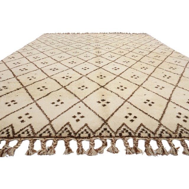 Mid-Century Modern Vintage Moroccan Beni Ourain Rug - 11'09 X 18'01 For Sale - Image 3 of 9