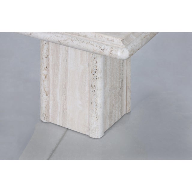 Vintage Italian Modern Travertine Side Tables With Bullnose Edge, 1980s For Sale - Image 11 of 13
