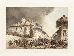 Taking of Magenta - Original Hand-colored Lithograph by C. Perrin - 1860 1860