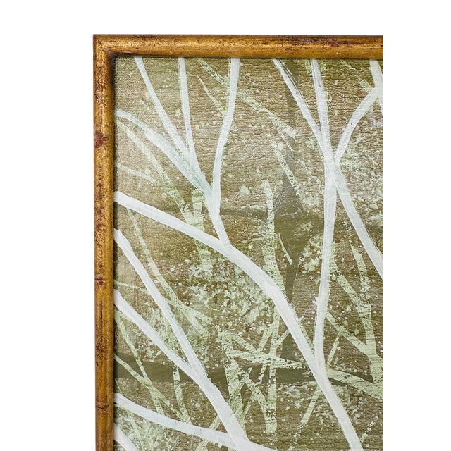 Massive Mid-Century Modern Lee Reynolds Botanical Oil Painting in Gold Gilt Faux Bamboo Wood Frame For Sale - Image 11 of 15