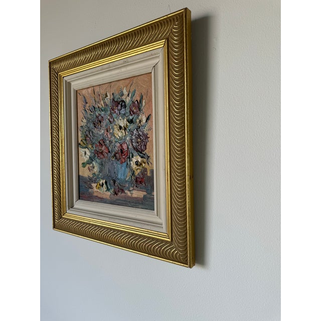 1996 Raffaele Gorina Heavy Impasto Floral Still Life Oil Painting, Framed For Sale - Image 4 of 12