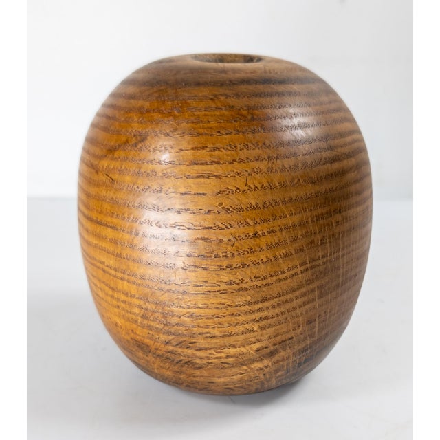 Mid-Century Modern Turned White Oak Ovoid Oval Vase For Sale - Image 4 of 8