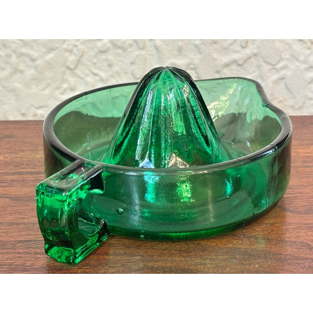 Midcentury Dark Green Glass Juicer For Sale - Image 6 of 9