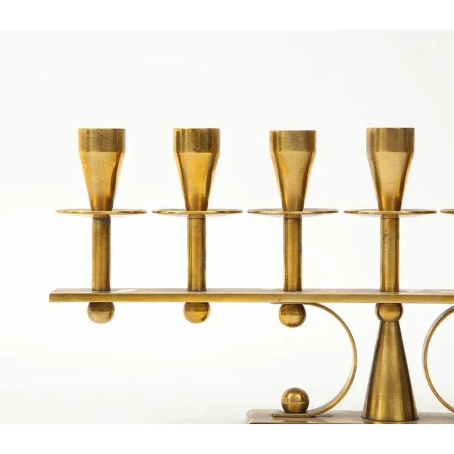 Brass 1960s Danish Brass Candelabra For Sale - Image 8 of 13