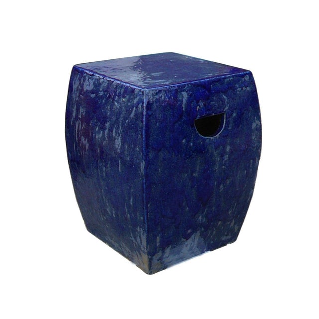 Chinese Navy Blue Clay Garden Stool | Chairish