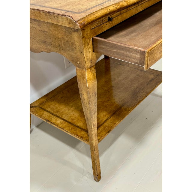 2010s Minton-Spidell Regency Style Faux Burl Console Table With Pull-Out Shelf, Drawer & Lower Tier For Sale - Image 5 of 12