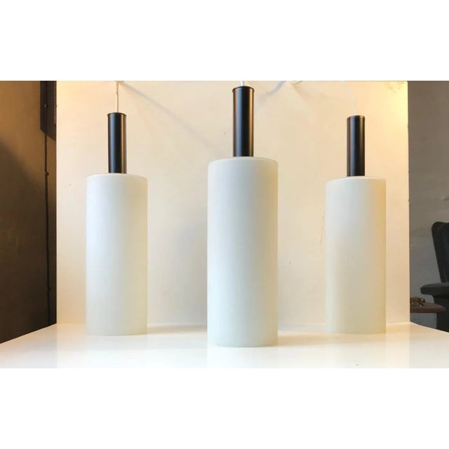 Lyfa Vintage Black & White Cylindrical Pendant Lamps from Lyfa, Set of 3 For Sale - Image 4 of 10