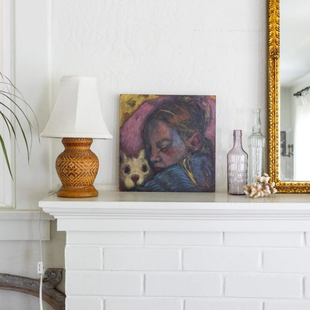 1990s Colorful Figurative Portrait Painting of a Sleeping Girl by Amy Scherer For Sale - Image 5 of 9