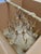 1980s Vintage Handcrafted Crystal and Gilt Metal Six Light Chandelier For Sale - Image 5 of 6