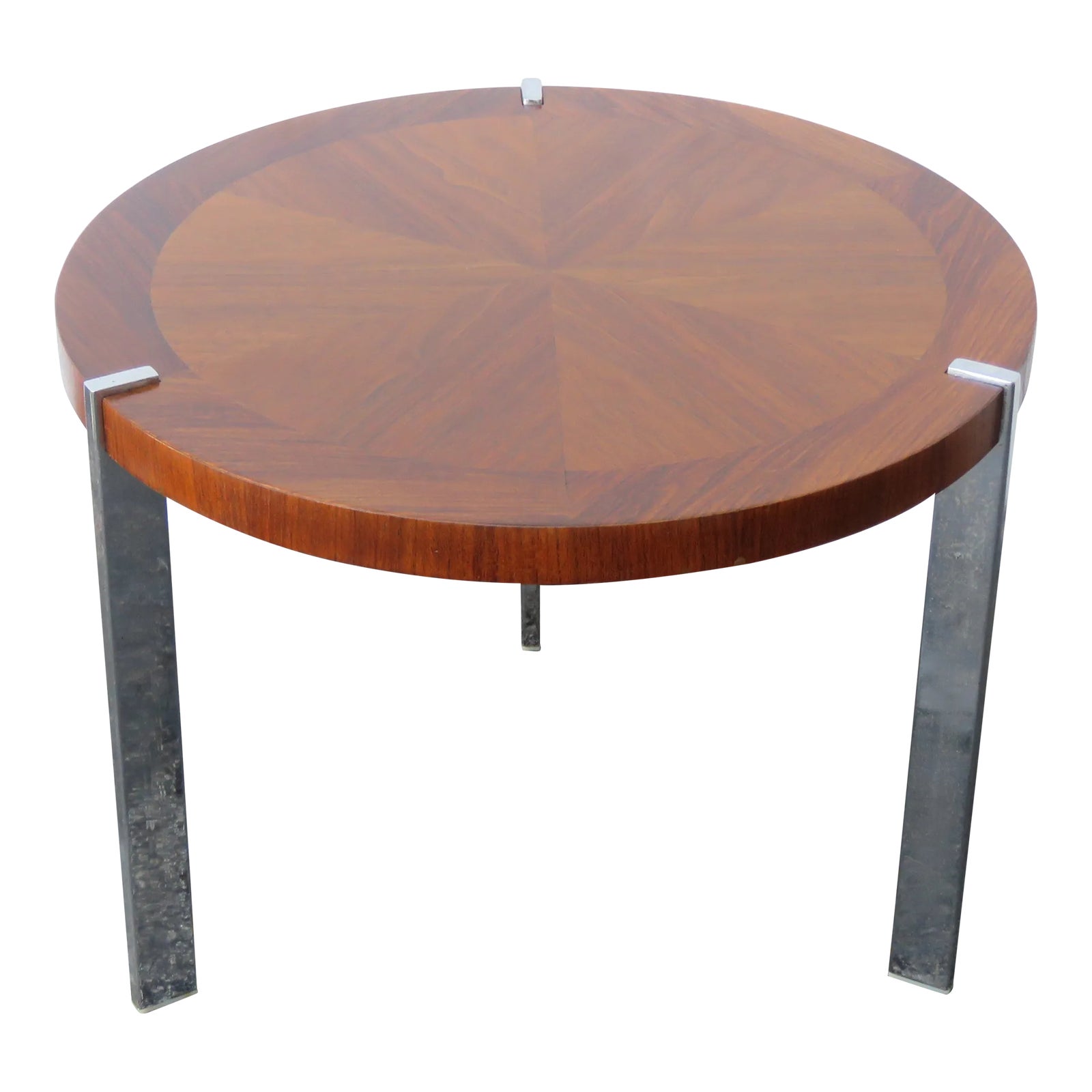 Lane Mid Century Modern Round Side End Lamp Small Coffee Table Chrome