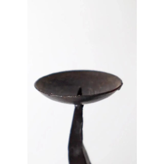 Large Brutalist Wrought Iron 5-Arm Candleholder For Sale - Image 6 of 11