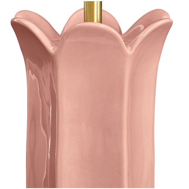 Contemporary Matthew Izzo Home Lyla Pink Glaze Ceramic Table Lamp With Shade For Sale - Image 3 of 4