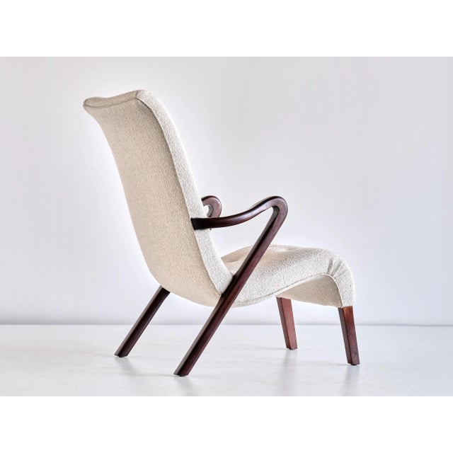 Armchair in Bouclé and Mahogany by Axel Larsson, Sweden, 1940s For Sale - Image 10 of 12