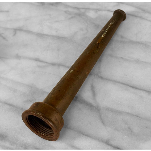 Antique 10" Brass Fire Fighter Hose Nozzle For Sale - Image 6 of 9