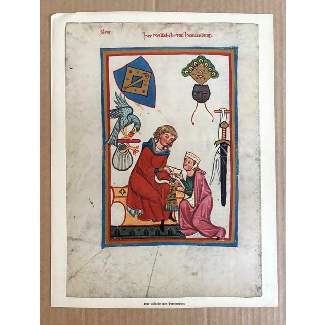 Up for sale is this gorgeous print from a vintage portfolio of reproductions of the Codex Manesse, the most famous...