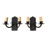 Late 20th Century Wrought Iron Double Sconces - a Pair For Sale