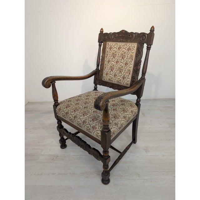 Antique Armchair in Oak Wood with Springs For Sale - Image 17 of 18