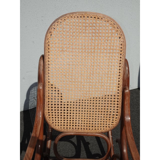 Thonet Vintage Country Style Bentwood Thonet Style Rocking Chair W New Cane For Sale - Image 4 of 16