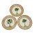 MCM Vietri Italian Wickerweave Border Tropical Coconut Palm Tree Porcelain Plates - A 3 Piece Set For Sale