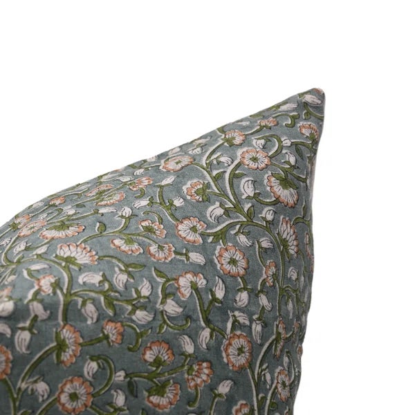 Farmhouse Fabdivine Throw Pillow Cushion Cover 24x24 Inch Handcrafted Block Print Design- Himachal For Sale - Image 3 of 5