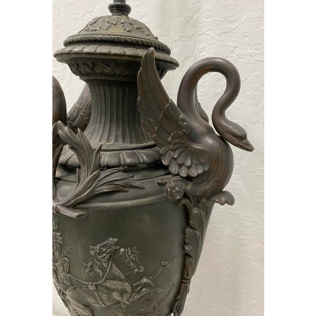 1940s Vintage Classical Urn Cast Metal Table Lamp C.1940s For Sale - Image 5 of 9