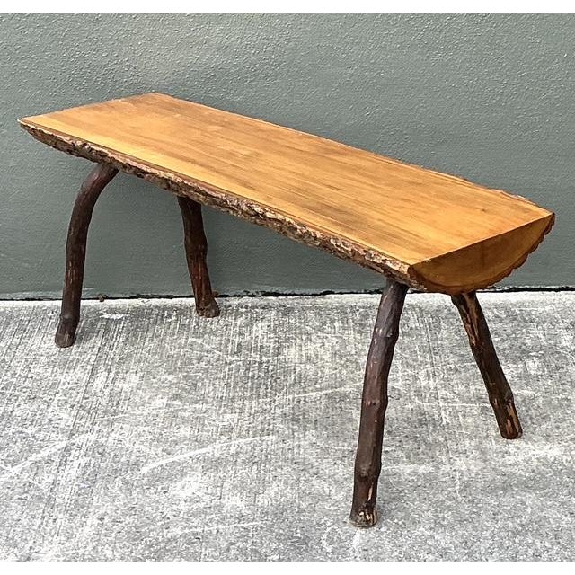 Brown Vintage Split Log Bench For Sale - Image 8 of 12