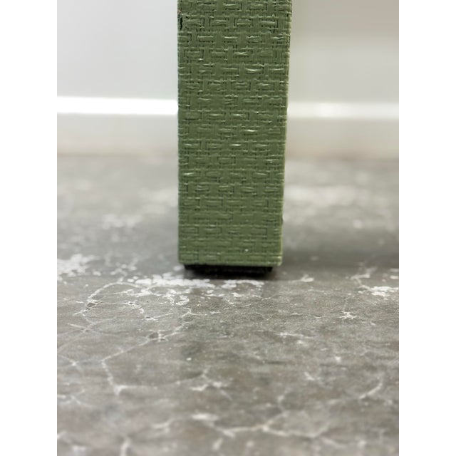 Late 20th Century Faux Shagreen Green Side Table With Glass Inset Top For Sale - Image 10 of 11
