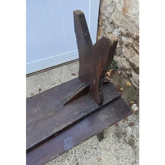 Wood Rustic Wood Farmhouse Bench, 1950s For Sale - Image 7 of 17