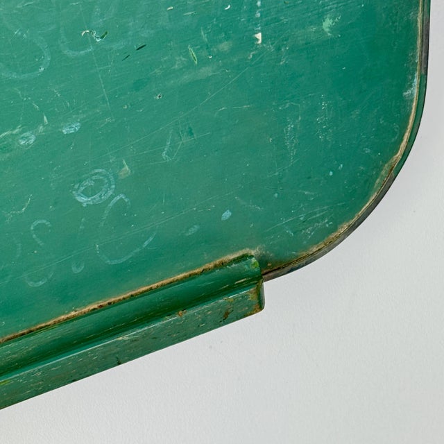 Mid-Century Modern Medium Size Vintage Green Chalkboard With Beautiful Round Edges and Two Holes for Wall Hanging For Sale - Image 3 of 6