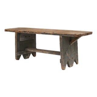 Industrial Grey Wooden Bench, France, 1890s For Sale