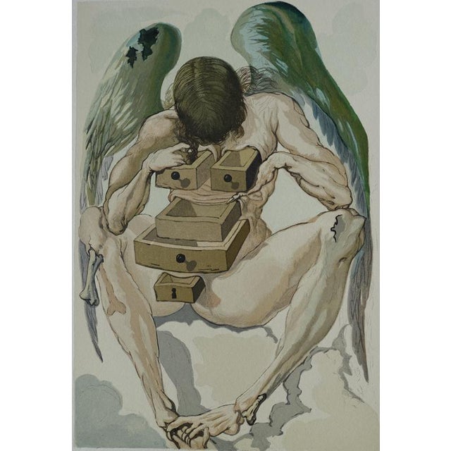 Salvador dali (1904-1989) divine comedy, purgatory 1, the fallen angel, 1963 woodcut unsigned on bfk rives vellum 32.8 x...