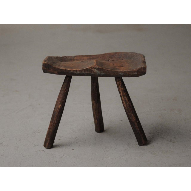 Traditional milking stool, It is a fine example of French folk art from the Cévennes, dating to around 1900. Carved from a...
