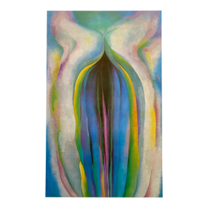 Georgia O'Keeffe Vintage 1980's Modernist Lithograph Print Poster " Grey Line With Black, Blue and Yellow " 1923