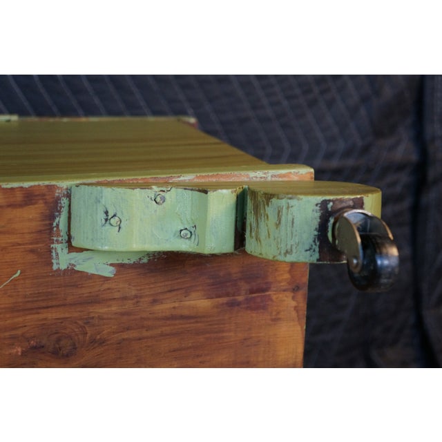 Vintage American Country Farmhouse Green Painted Chic Pine Blanket Chest Trunk For Sale - Image 13 of 18