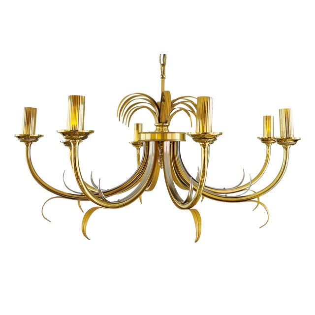 Brass and Chrome Pineapple Chandelier from Maison Jansen, 1970s For Sale
