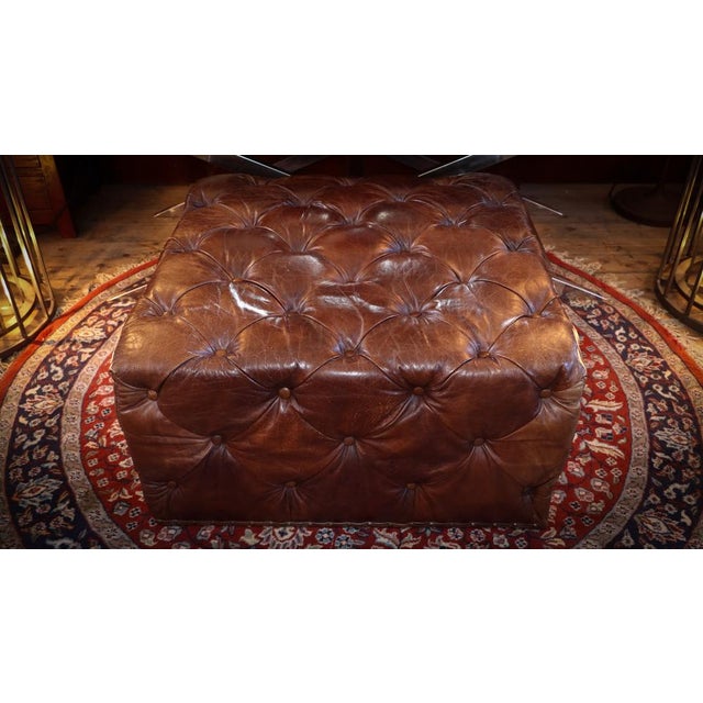 Sqaure Lord Digsby Ottoman in Tan Leather from Timothy Oulton, 2010s For Sale - Image 10 of 15