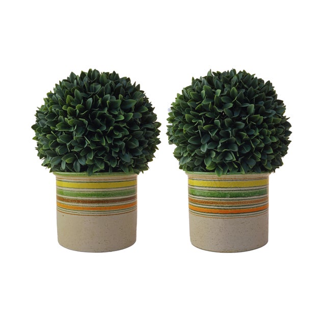 This stunning pair of Italian Bitossi cachepots, imported by Rosenthal Netter, features a striking Mid-Century Modern...