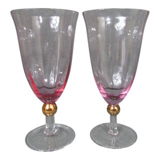1990s Royal Albert Old Country Roses Formal Pink Water Goblets, Set of 2 For Sale