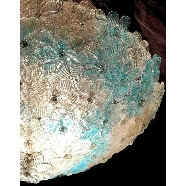 Blue Blue and Ice Murano Glass Ceiling Lamp from Barovier & Toso, 1970s For Sale - Image 8 of 14
