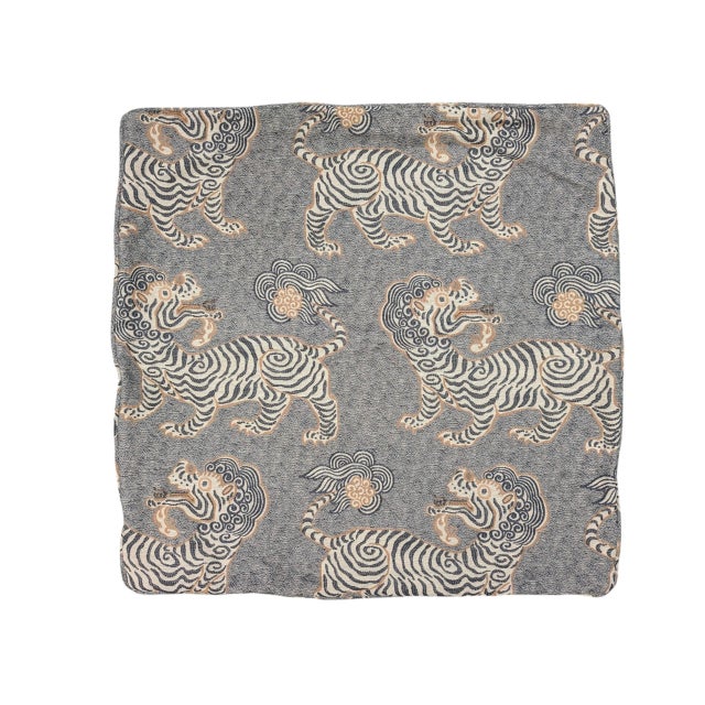 Chinoiserie Designer Tibetan Tiger Pillow Covers Attributed to Clarence House- A Pair For Sale - Image 3 of 12