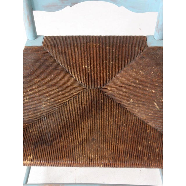 Vintage Painted Ladder Back Chair With Rush Seat For Sale - Image 11 of 13