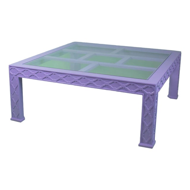Hollywood Regency Fretwork Square Coffee Table For Sale