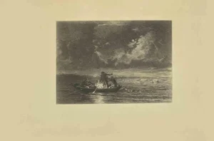 Eugène Burnand, Fishermen, Etching, Late 19th Century